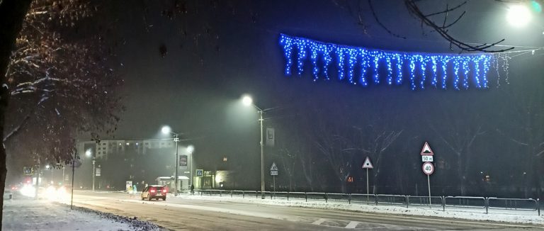 В мороз минус 19 смог окутал Пинск смог
