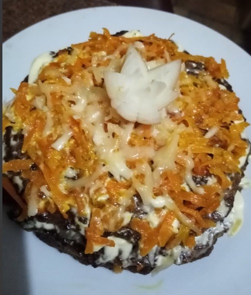 Печёночный «торт» с грибами