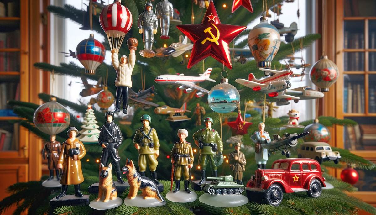 Иллюстрация елочных игрушек первой половины 20-го века