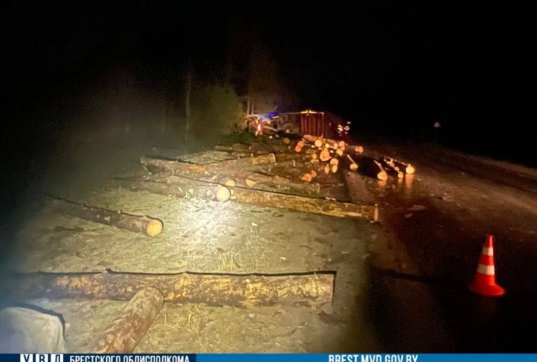 У лесовоза в Ганцевичском районе оторвался прицеп: под брёвнами погибла женщина