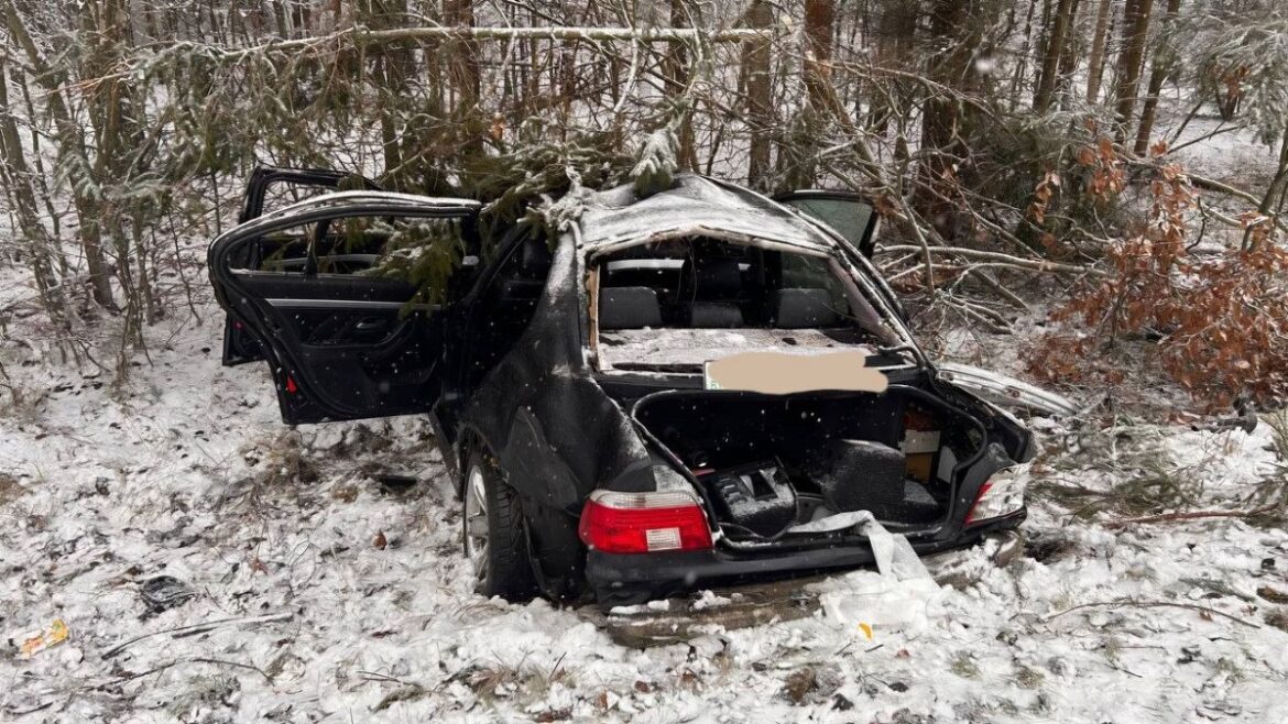 BMW оказался в кювете