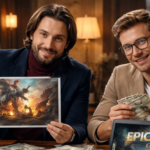 мошенничество с видеоигрой, мужчины демонстрируют фиктивную видеоигру инвестору