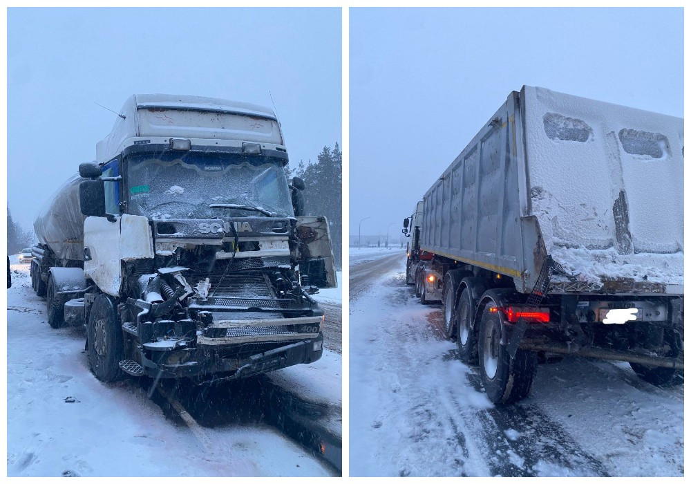В Ивацевичах в непогоду столкнулись два грузовика