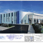 Проектный вид многофункционального спортивного комплекса в Ганцевичах – визуализация будущего здания.