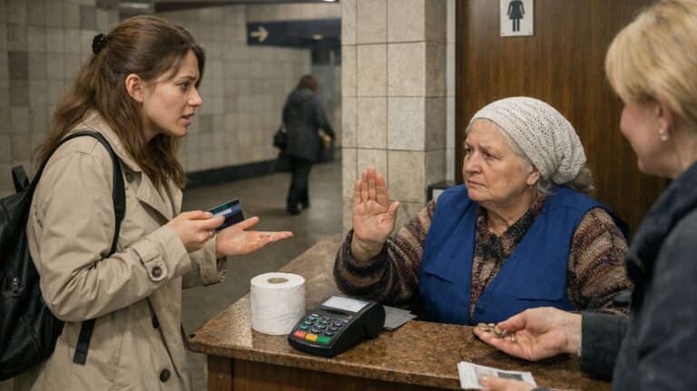 Девушку не пустили в платный туалет по карточке Туалет в метро